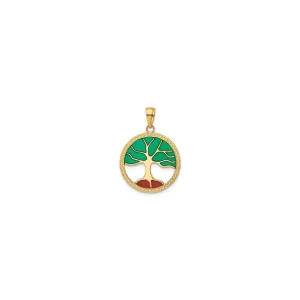 Colorful Tree of Life Medallion Pendant (14K)
