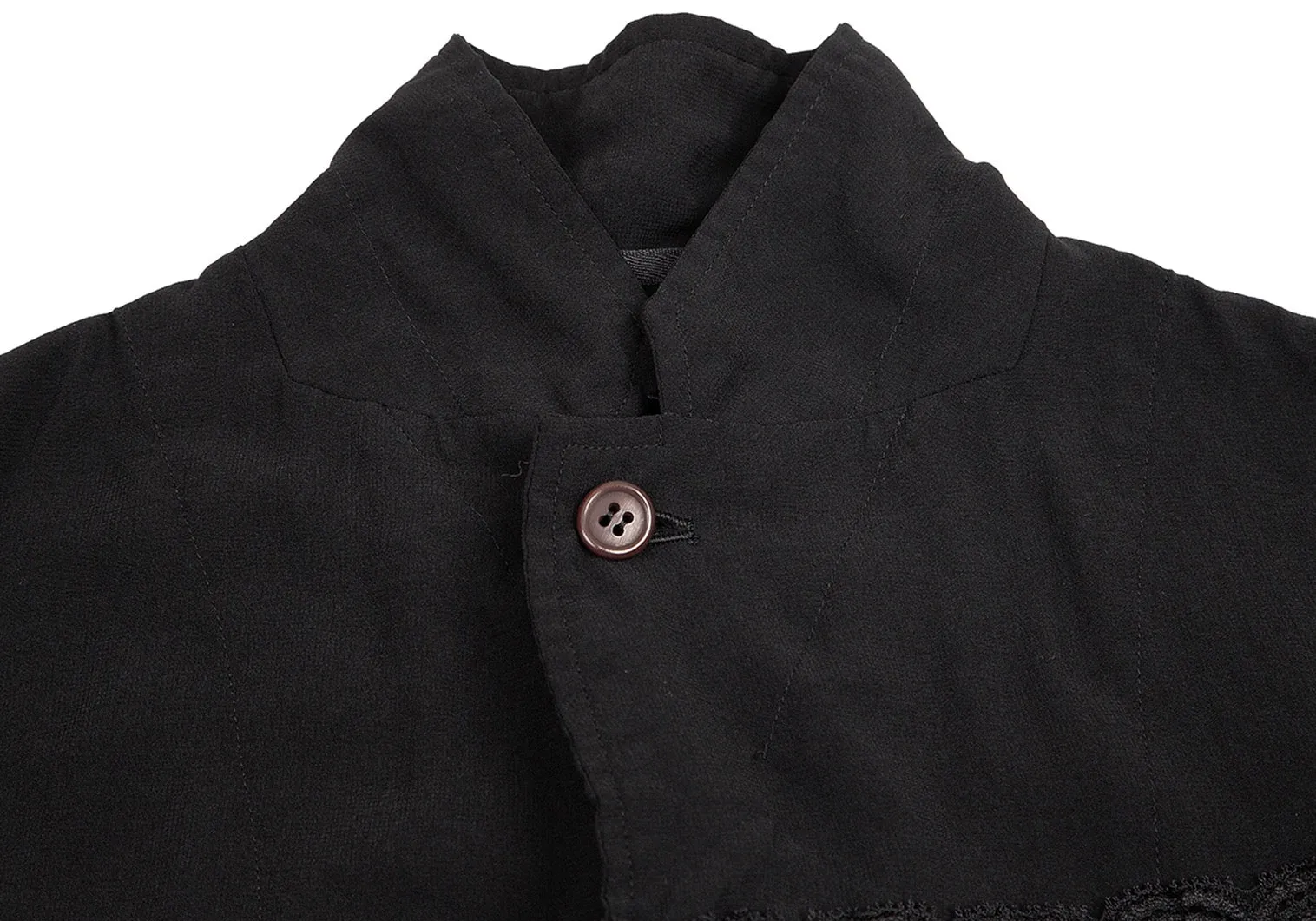 COMME des GARCONS JAPAN. Black Dyed Nylon, Cupro, Poly Blend Layered Dress/Jacket