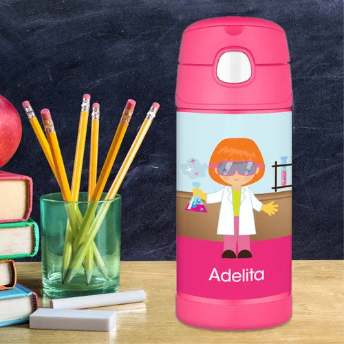 Cool Scientist Girl Personalized Thermos Bottle