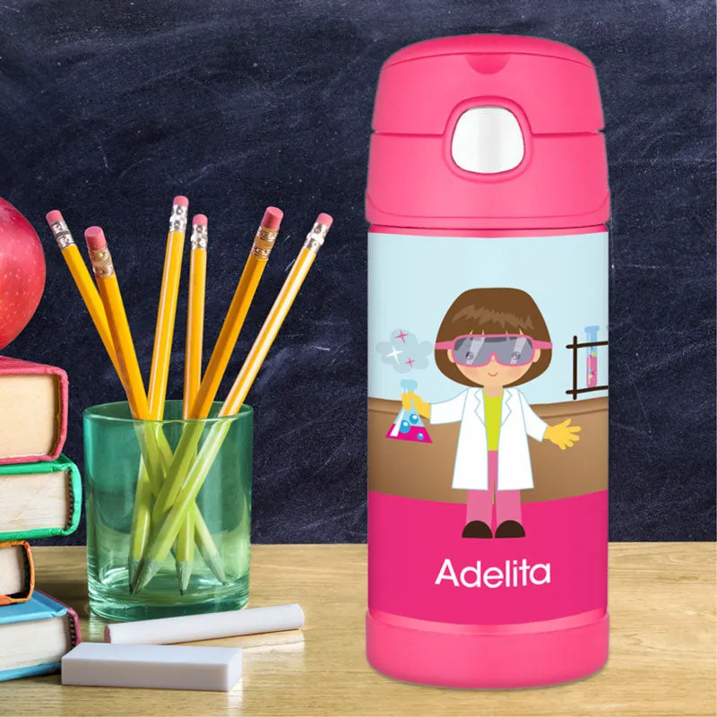 Cool Scientist Girl Personalized Thermos Bottle
