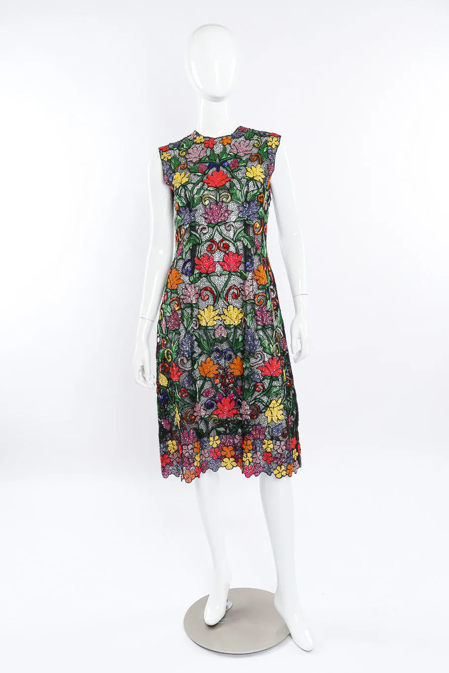 Crochet Lace Beaded Floral Dress
