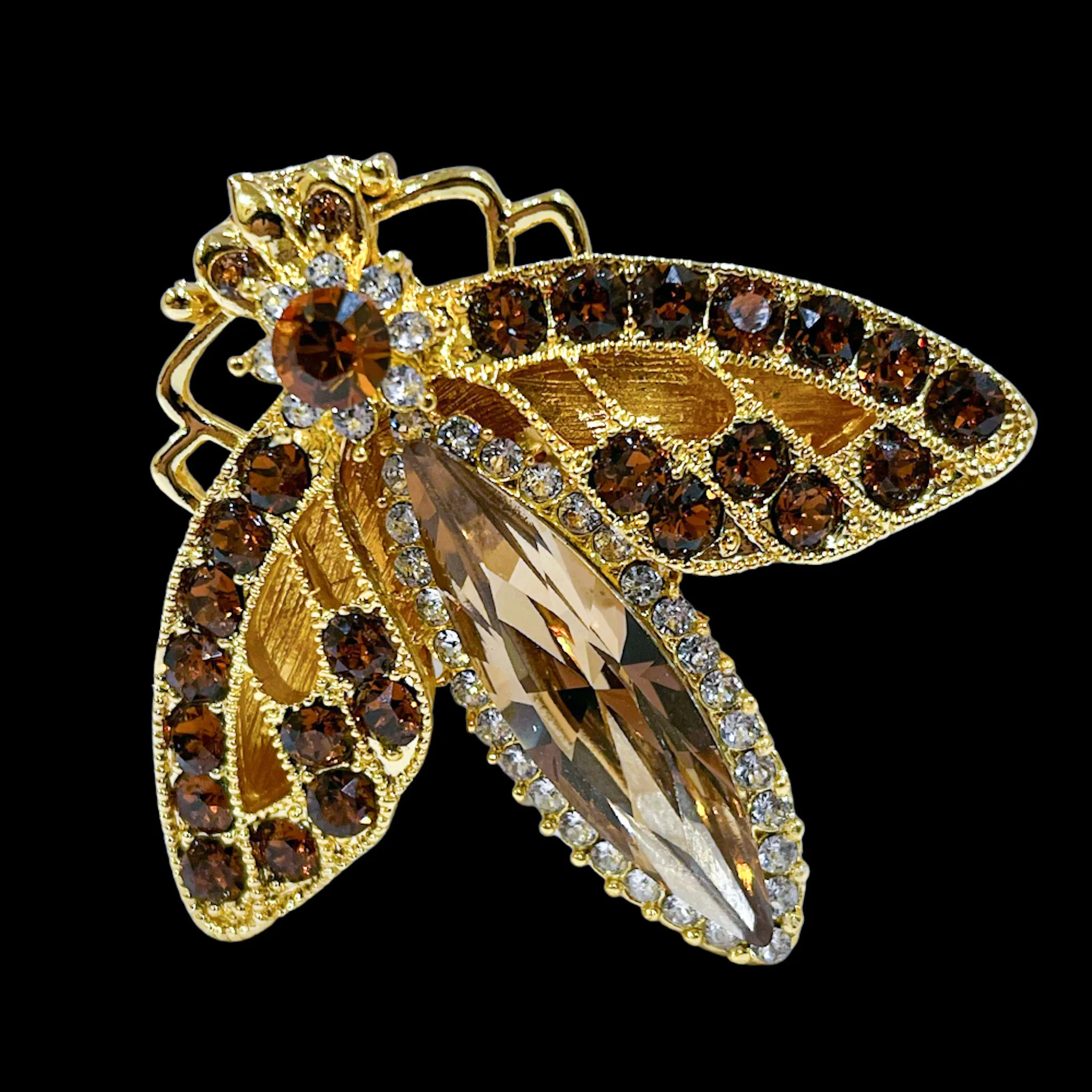 Crystallized Firefly Brooch Pin Featuring Premium Crystals