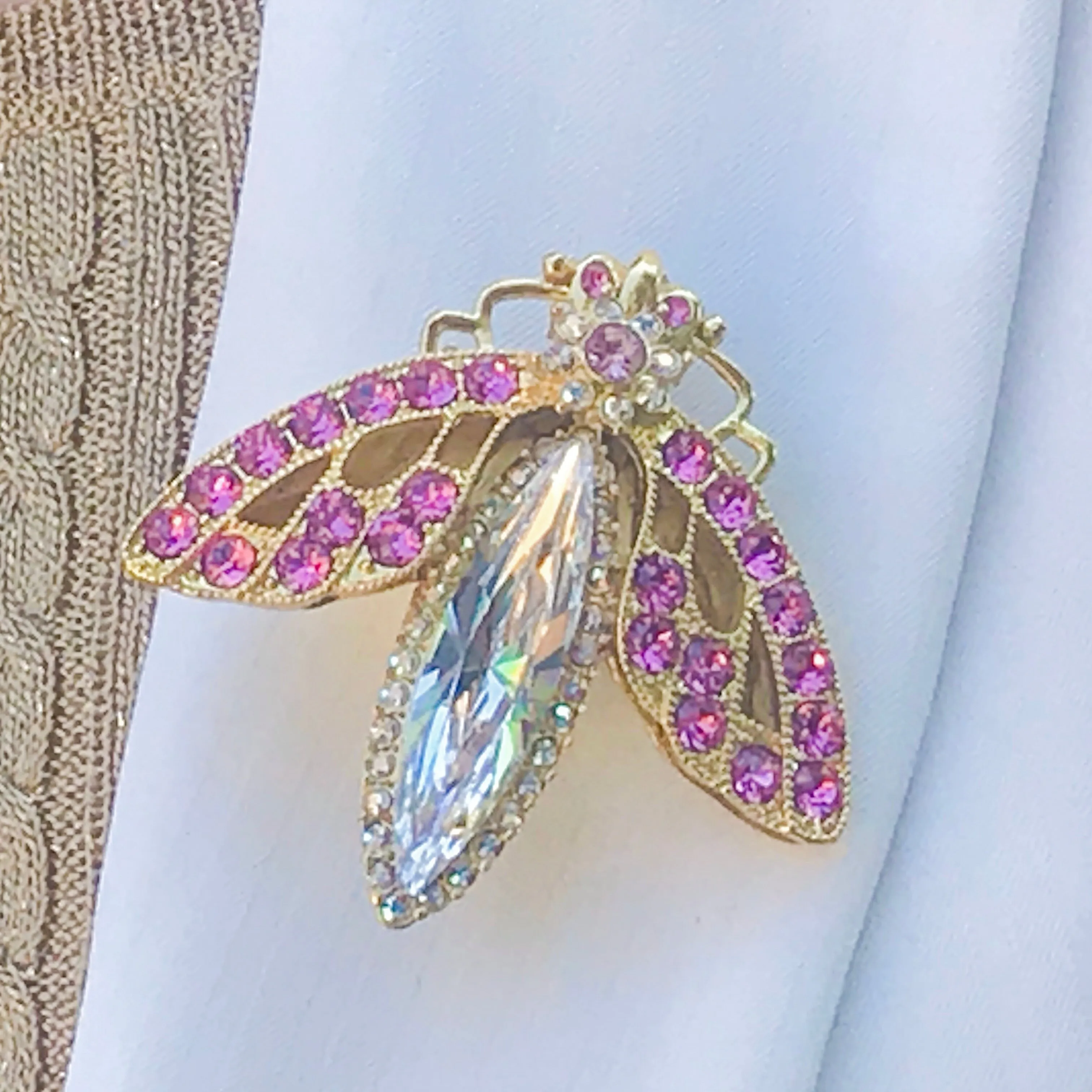Crystallized Firefly Brooch Pin Featuring Premium Crystals