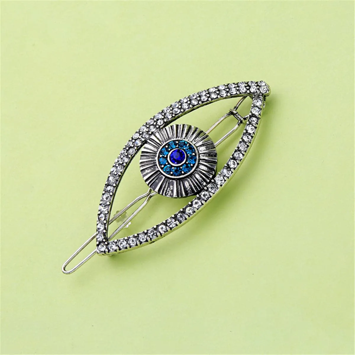 Cubic Zirconia & Silver-Plated Evil Eye Hair Clip