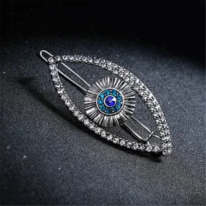 Cubic Zirconia & Silver-Plated Evil Eye Hair Clip