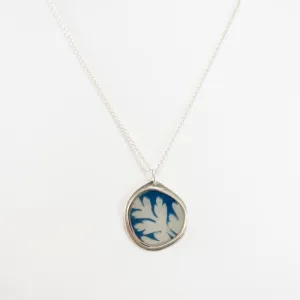 Cyanotype Leaf Necklace with Sterling Silver