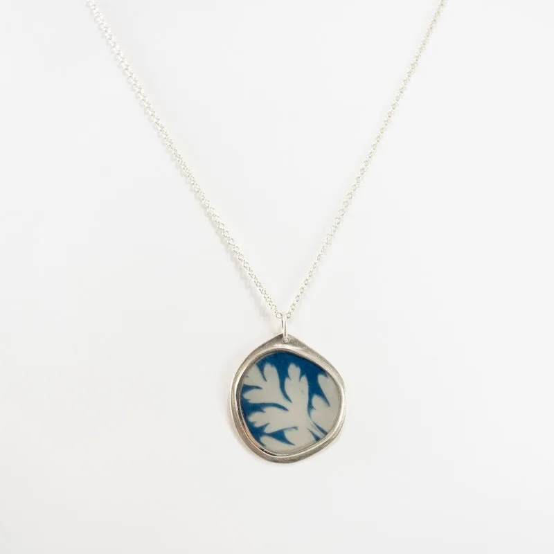 Cyanotype Leaf Necklace with Sterling Silver