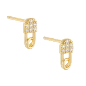 CZ Mini Safety Pin Stud Earring