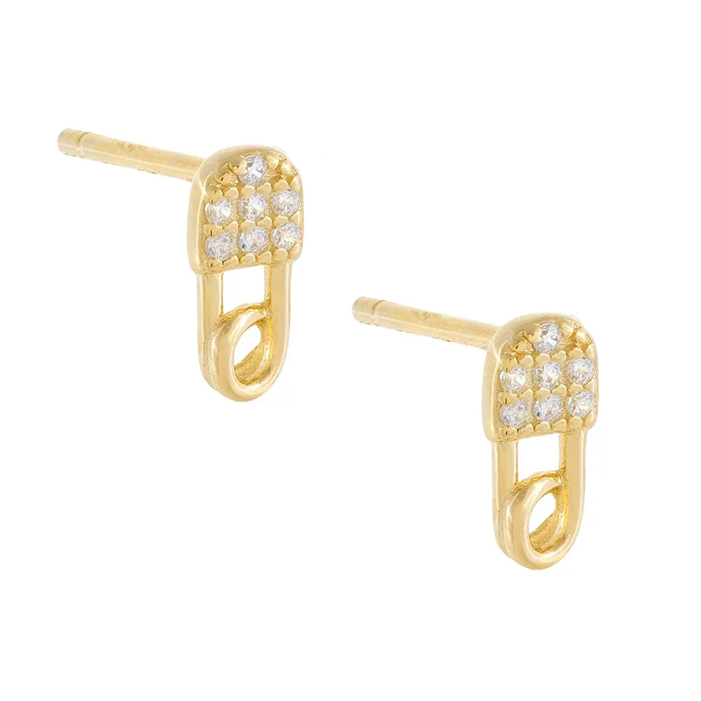 CZ Mini Safety Pin Stud Earring