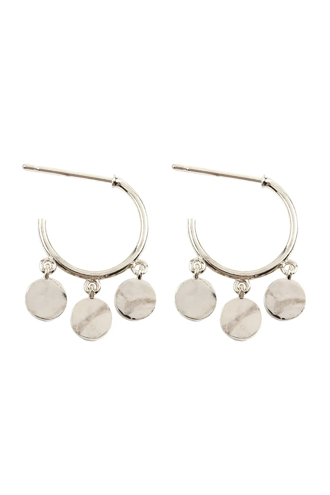 DANGLING METAL CHARM POST HOOP EARRINGS