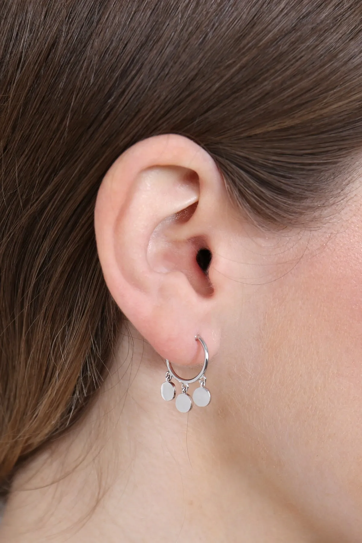 DANGLING METAL CHARM POST HOOP EARRINGS