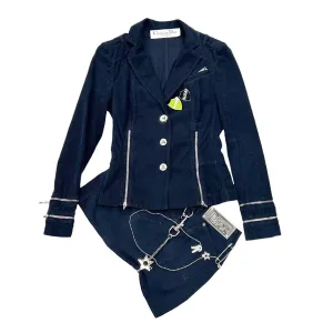 Dior Navy Chain Skirt Set