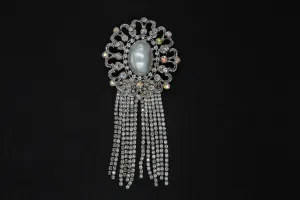 DST Pearl Center Bling Circle Pin w/Fringe