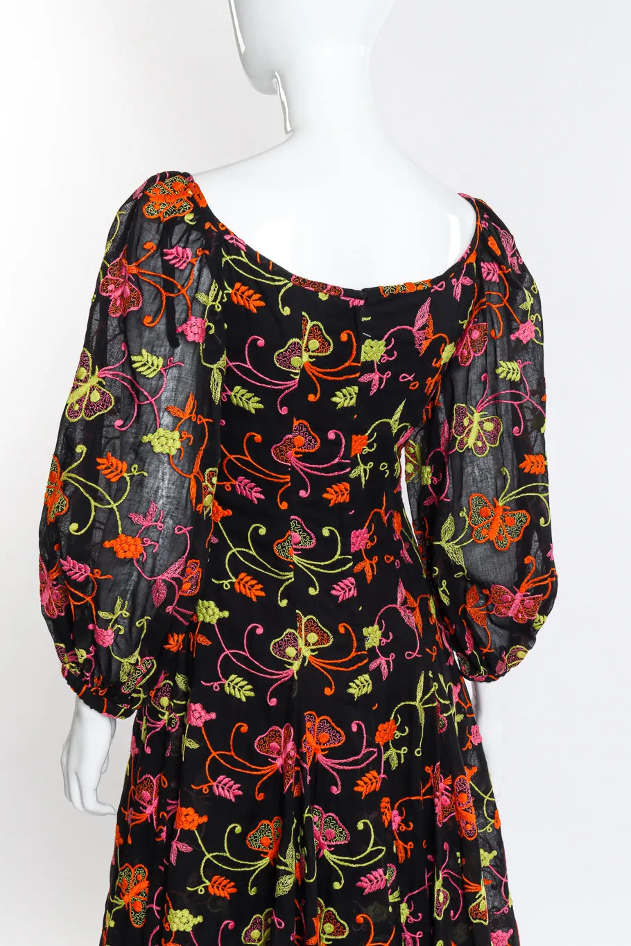 Embroidered Butterfly Peasant Dress