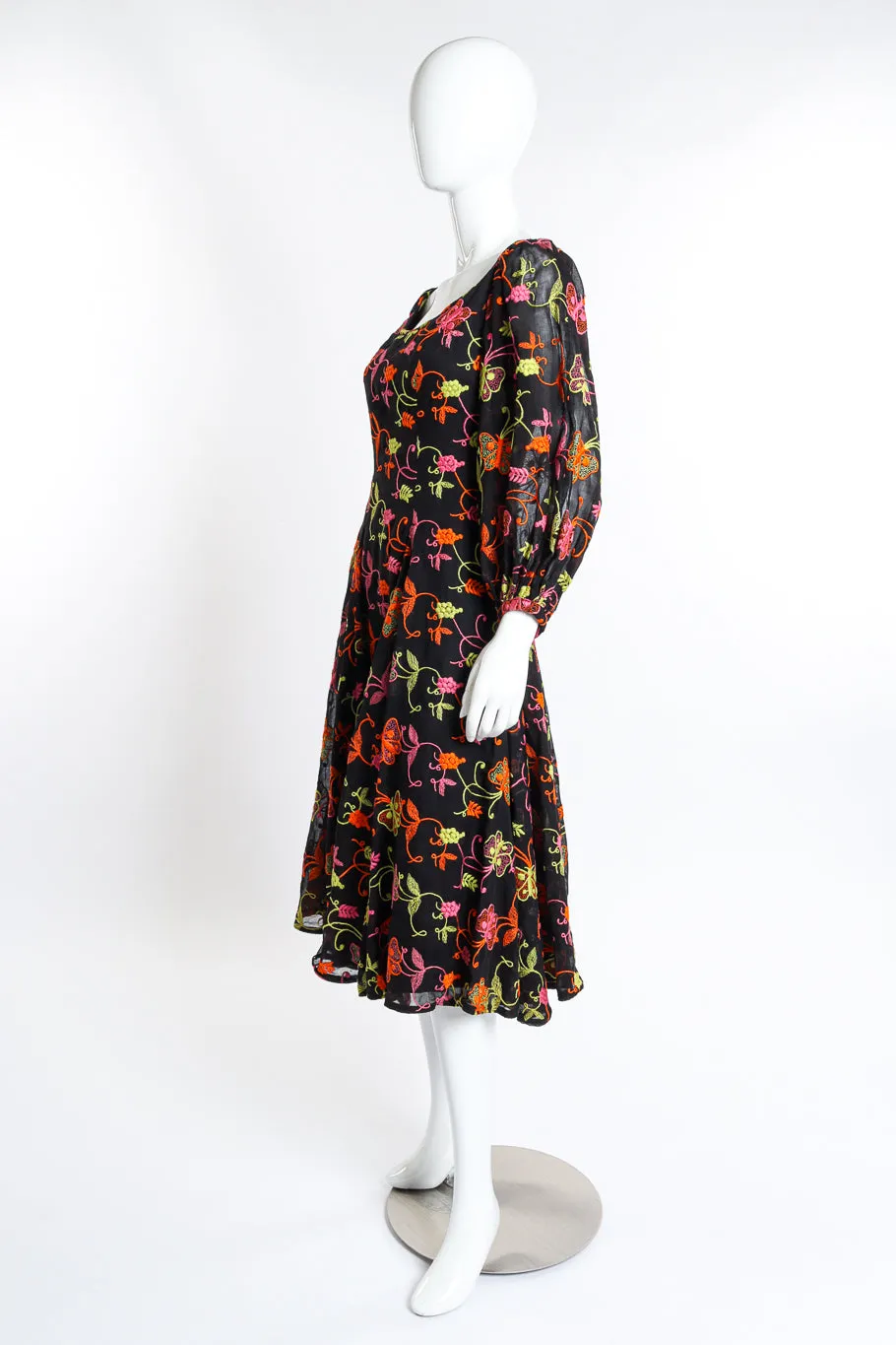 Embroidered Butterfly Peasant Dress