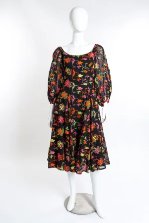 Embroidered Butterfly Peasant Dress