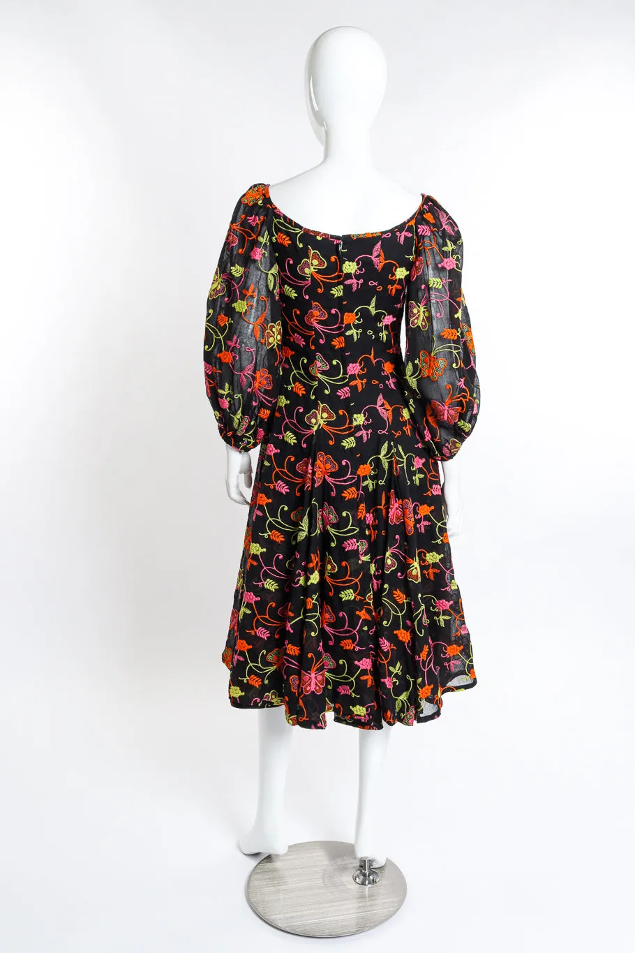 Embroidered Butterfly Peasant Dress