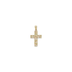 Evergreen Leaf Cross Pendant (14K)
