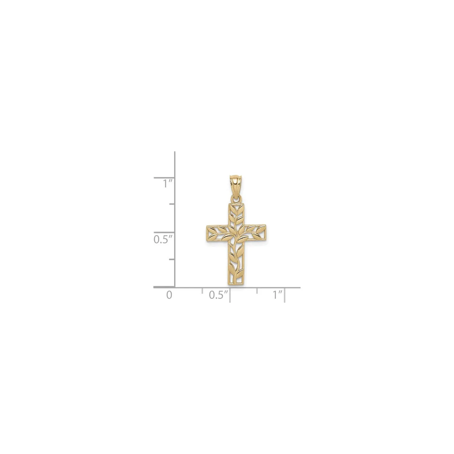 Evergreen Leaf Cross Pendant (14K)