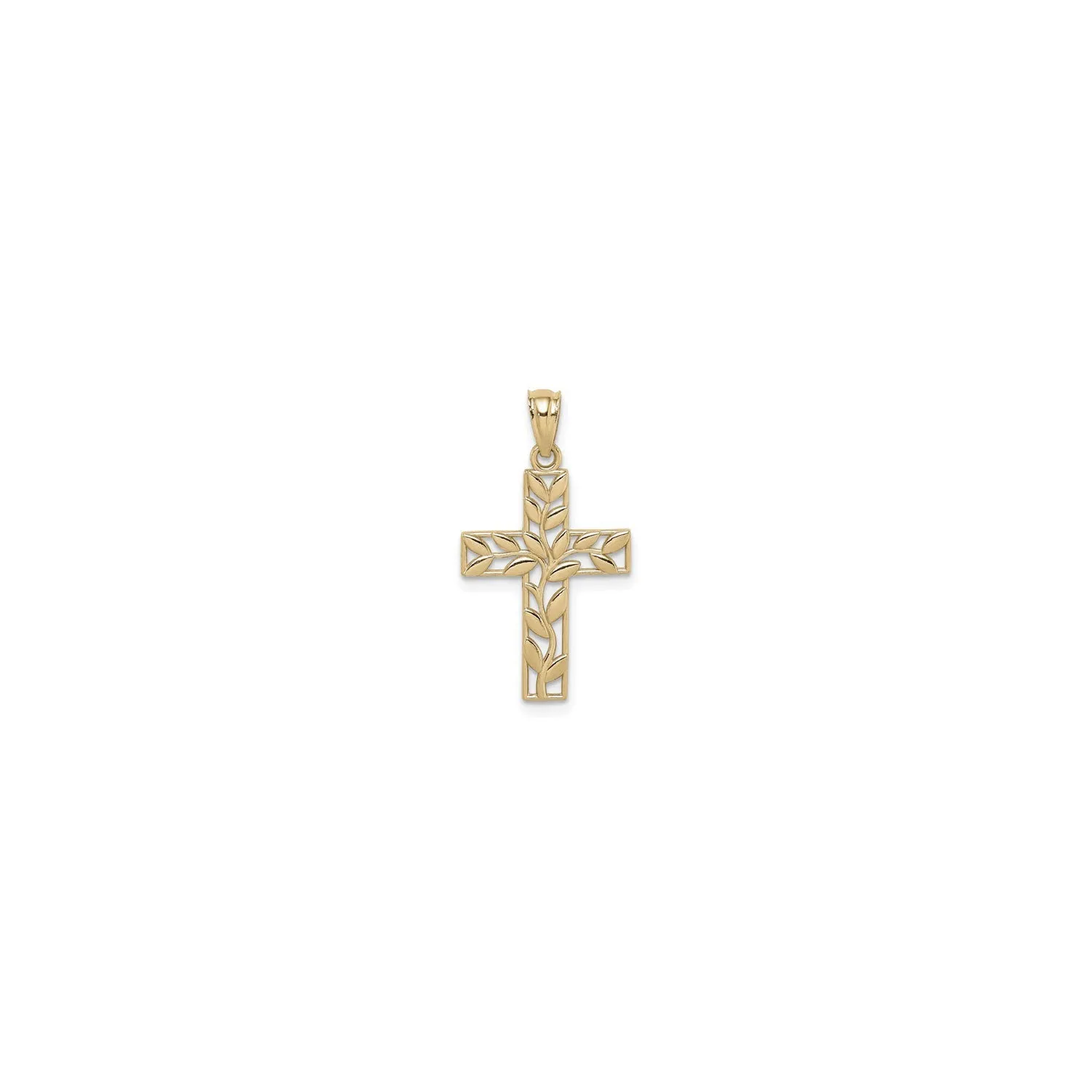 Evergreen Leaf Cross Pendant (14K)