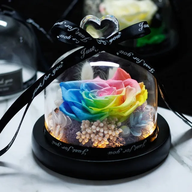 Exclusive Rose in Glass Dome The Beauty and Beast Rose Romantic Special person Special day