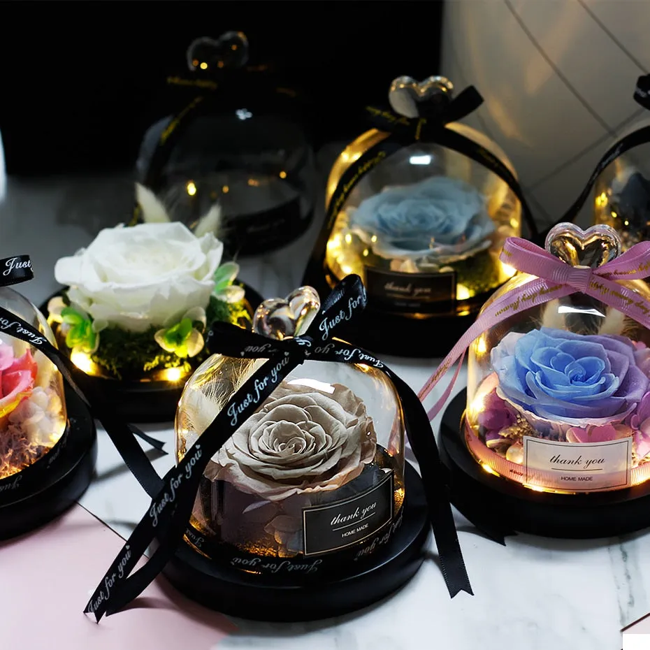 Exclusive Rose in Glass Dome The Beauty and Beast Rose Romantic Special person Special day