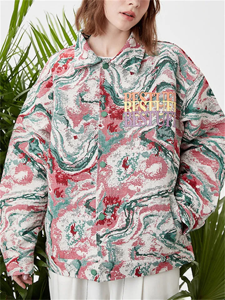 Female Hip-hop Lapel Contrast Embroidered Jackets