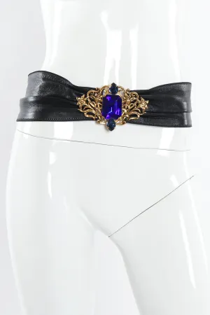 Filigree Sapphire Crystal Leather Sash Belt