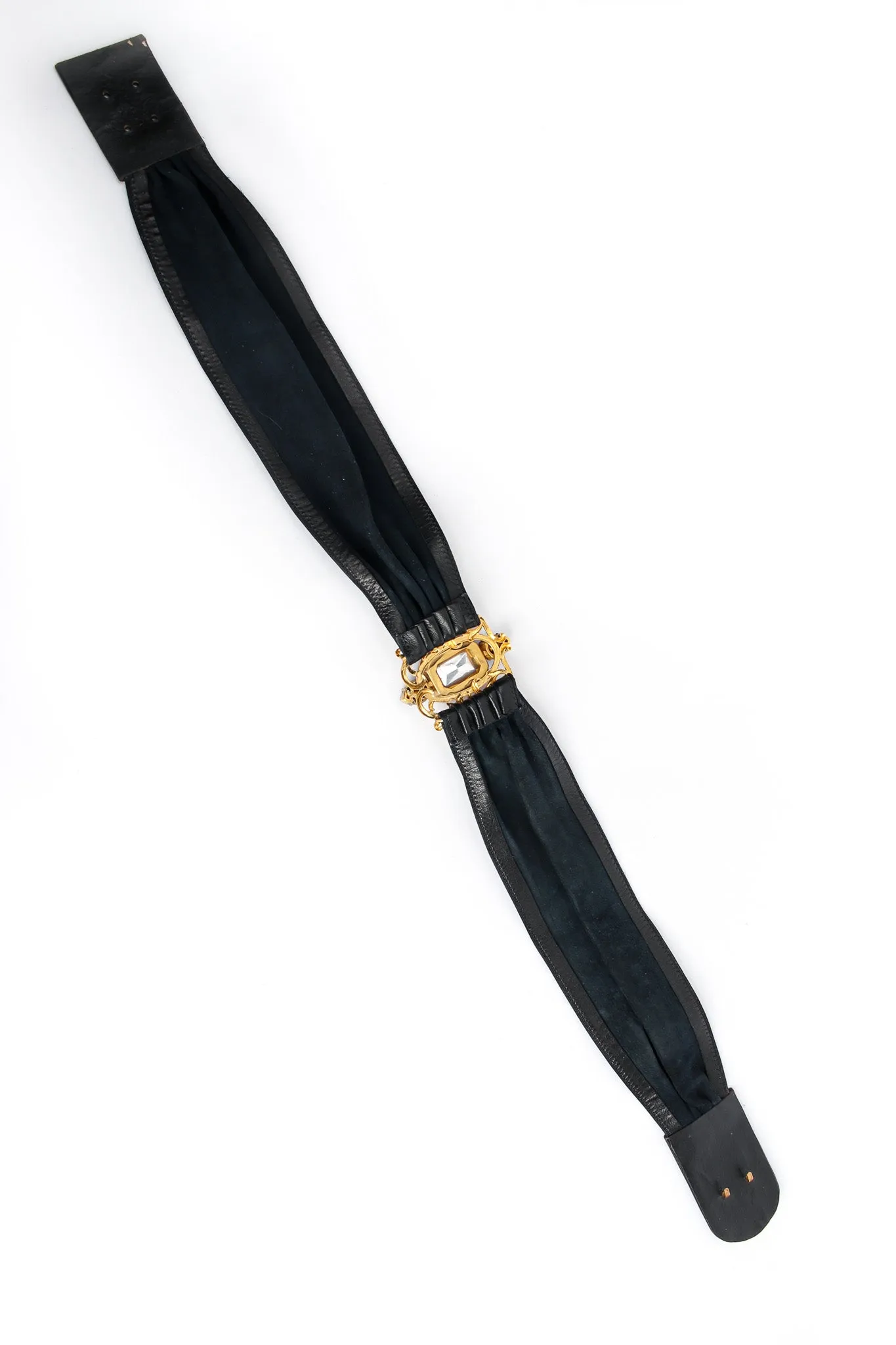 Filigree Sapphire Crystal Leather Sash Belt