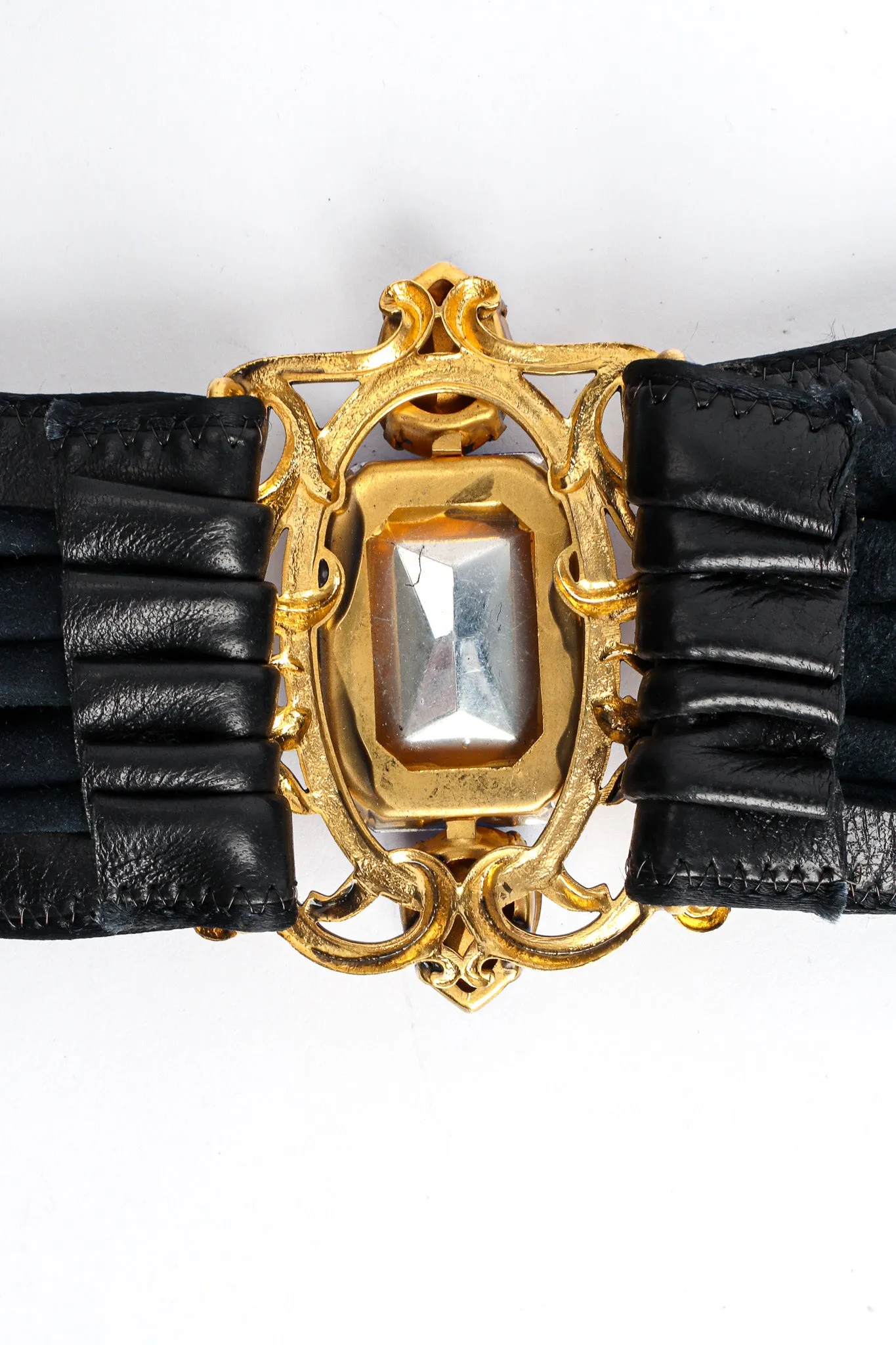 Filigree Sapphire Crystal Leather Sash Belt