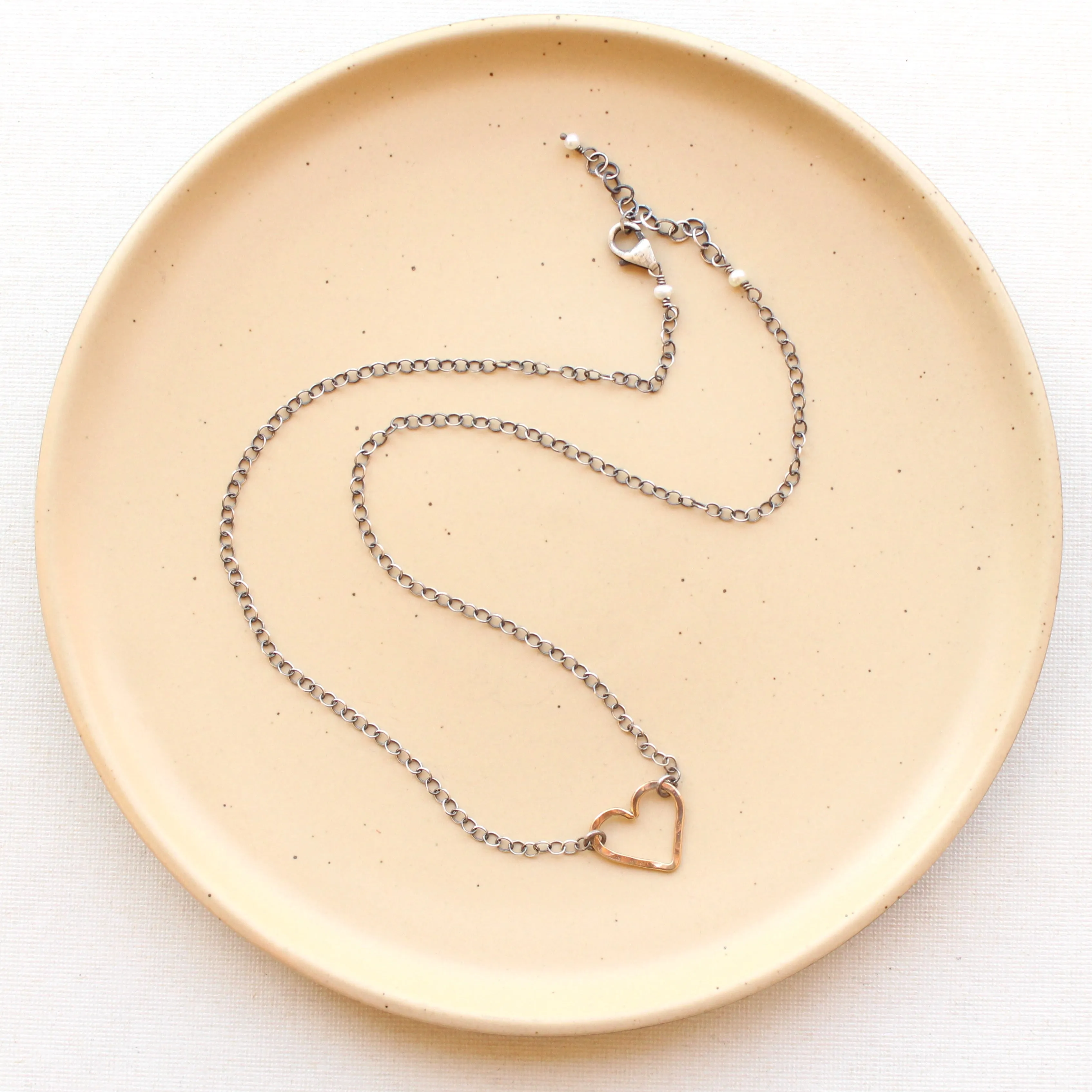 Floating Heart Mixed Metal Necklace