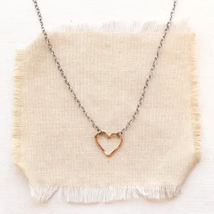 Floating Heart Mixed Metal Necklace