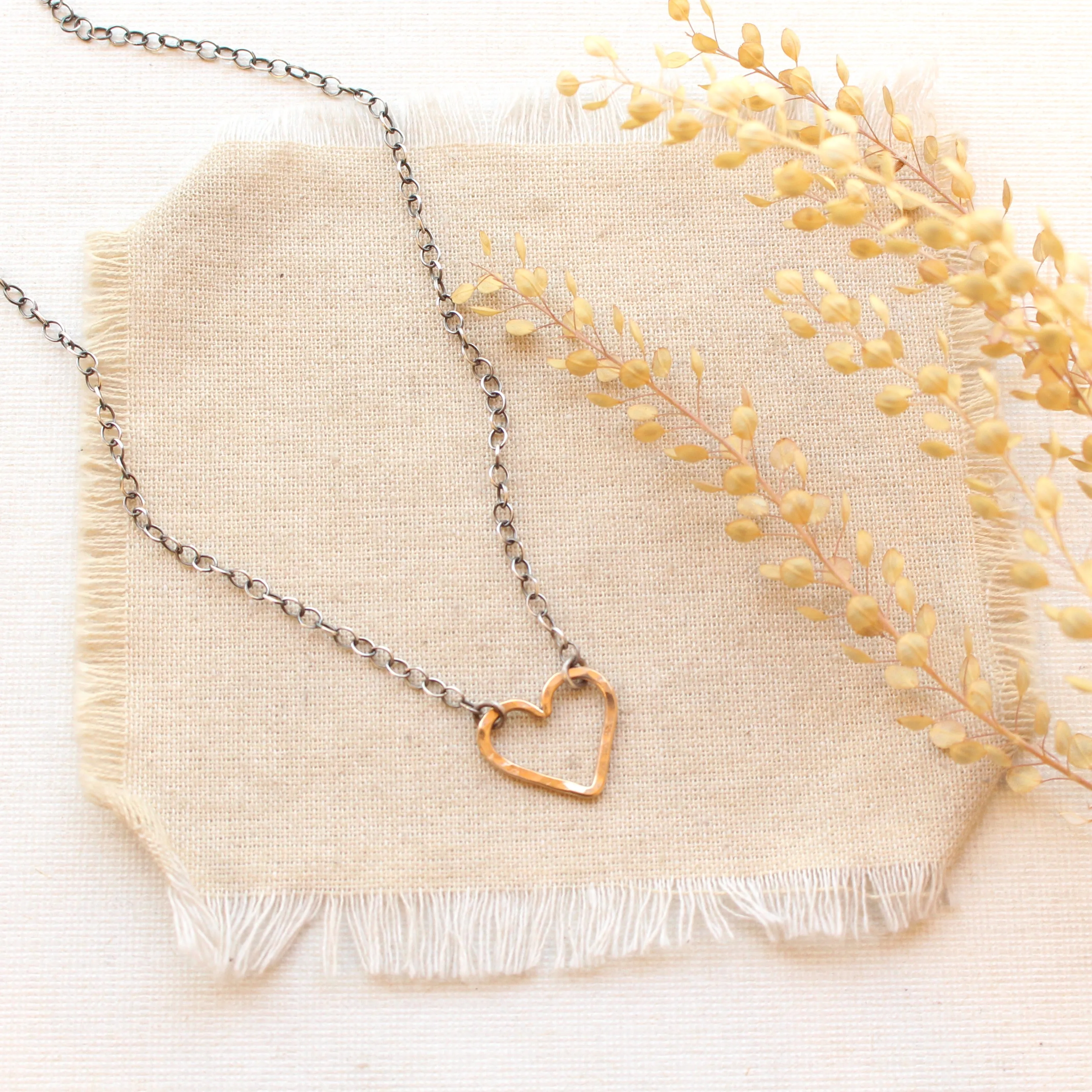 Floating Heart Mixed Metal Necklace