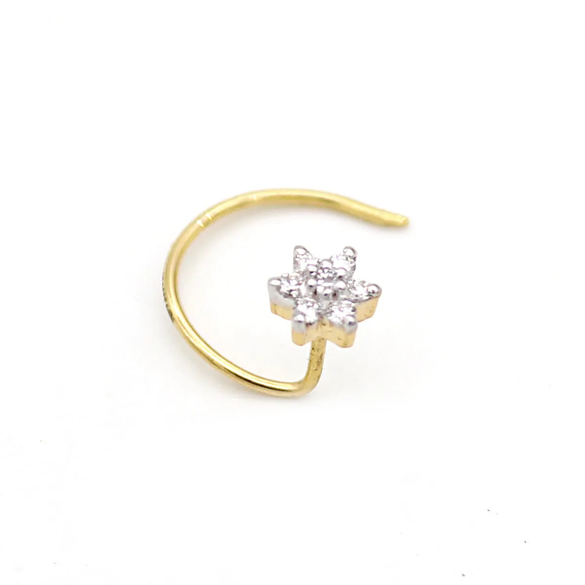 Flower Nose Stud DIAMOND Nose Pin 18k Yellow Gold 0.04 CT VVS F-G IGI Certified