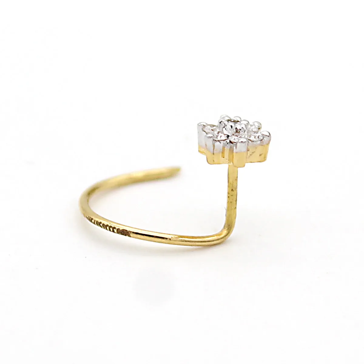 Flower Nose Stud DIAMOND Nose Pin 18k Yellow Gold 0.04 CT VVS F-G IGI Certified