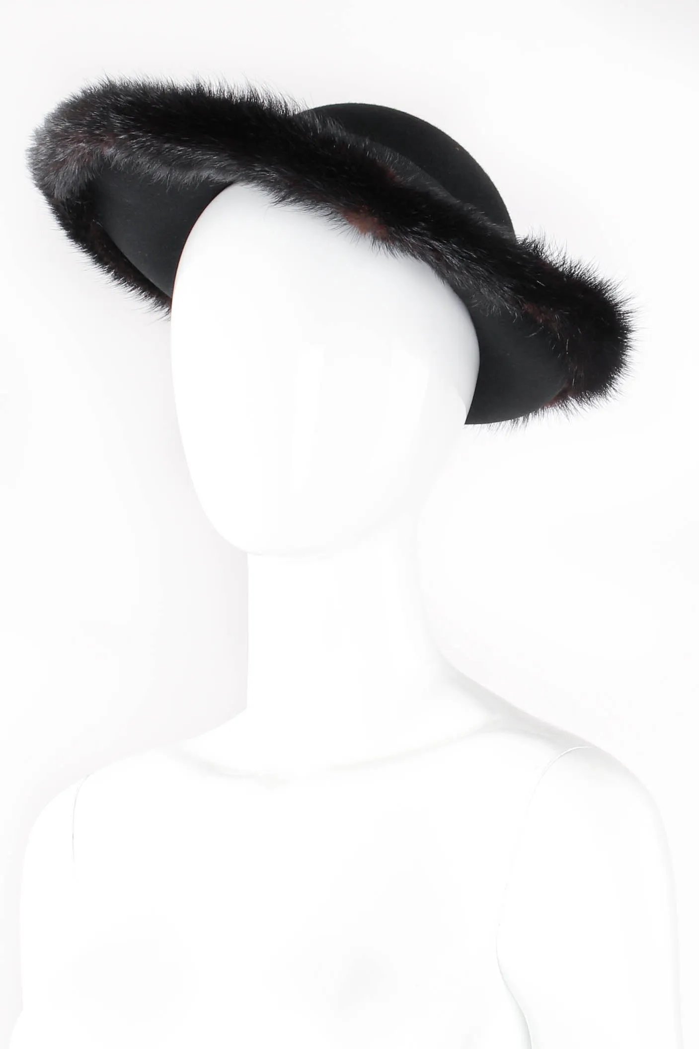 Fur-Trimmed Petite Halo Hat