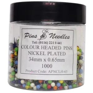 Giant Round Tub Colour Headed Pins - 1000