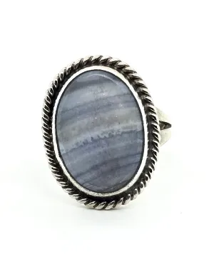 Gilo & Grace Nakai Navajo Blue lace agate vintage sterling silver ring size 6