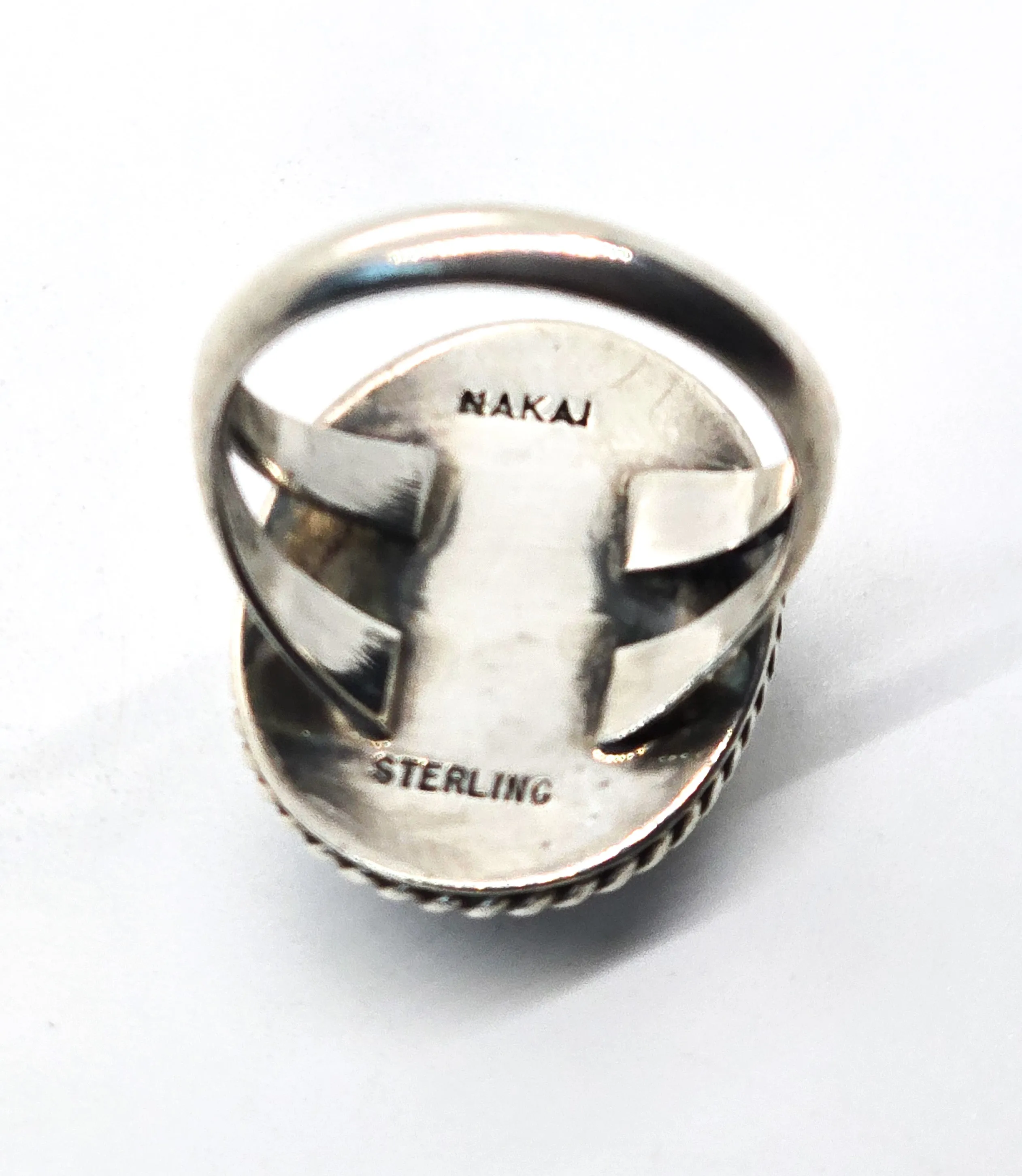 Gilo & Grace Nakai Navajo Blue lace agate vintage sterling silver ring size 6