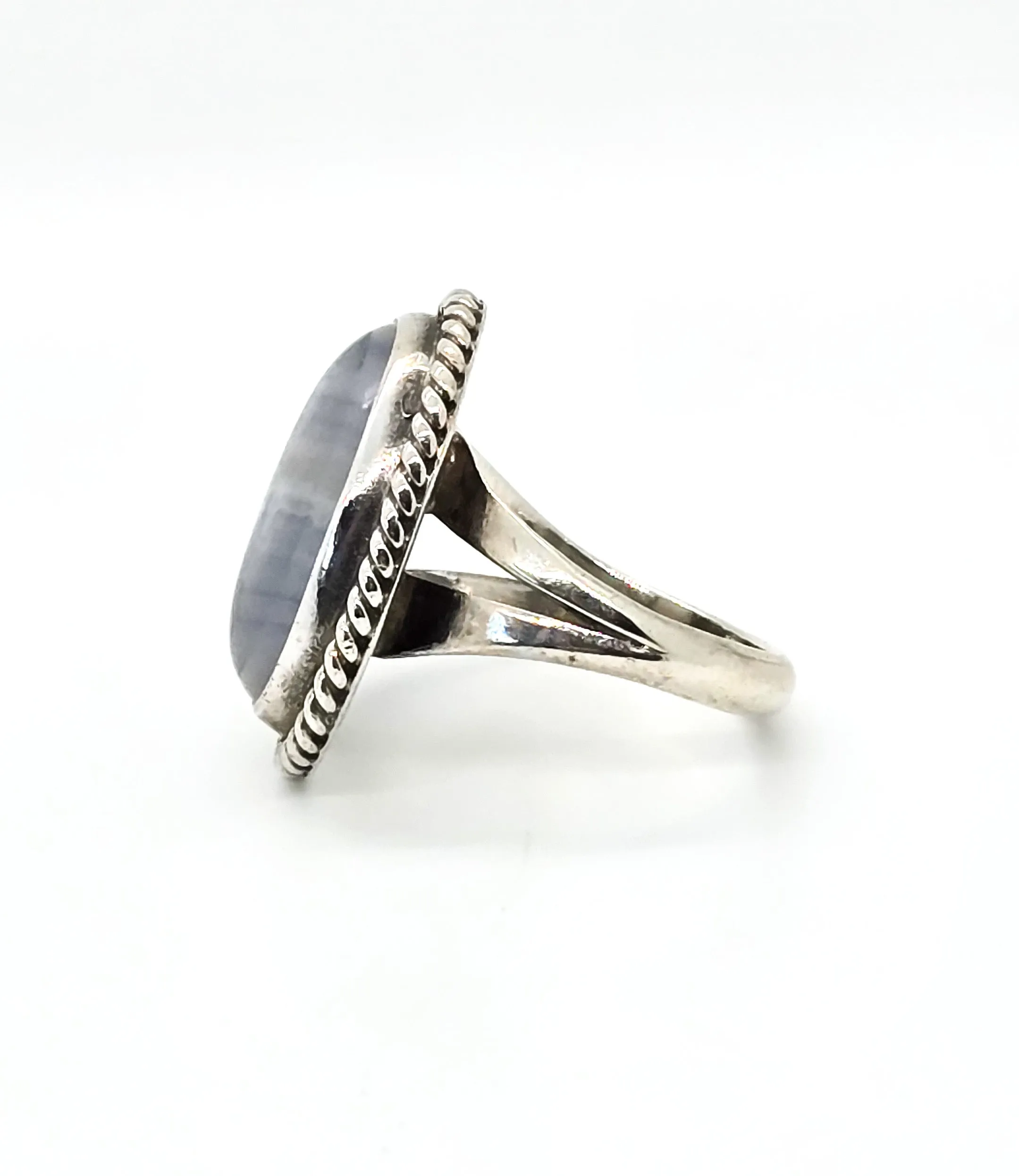 Gilo & Grace Nakai Navajo Blue lace agate vintage sterling silver ring size 6