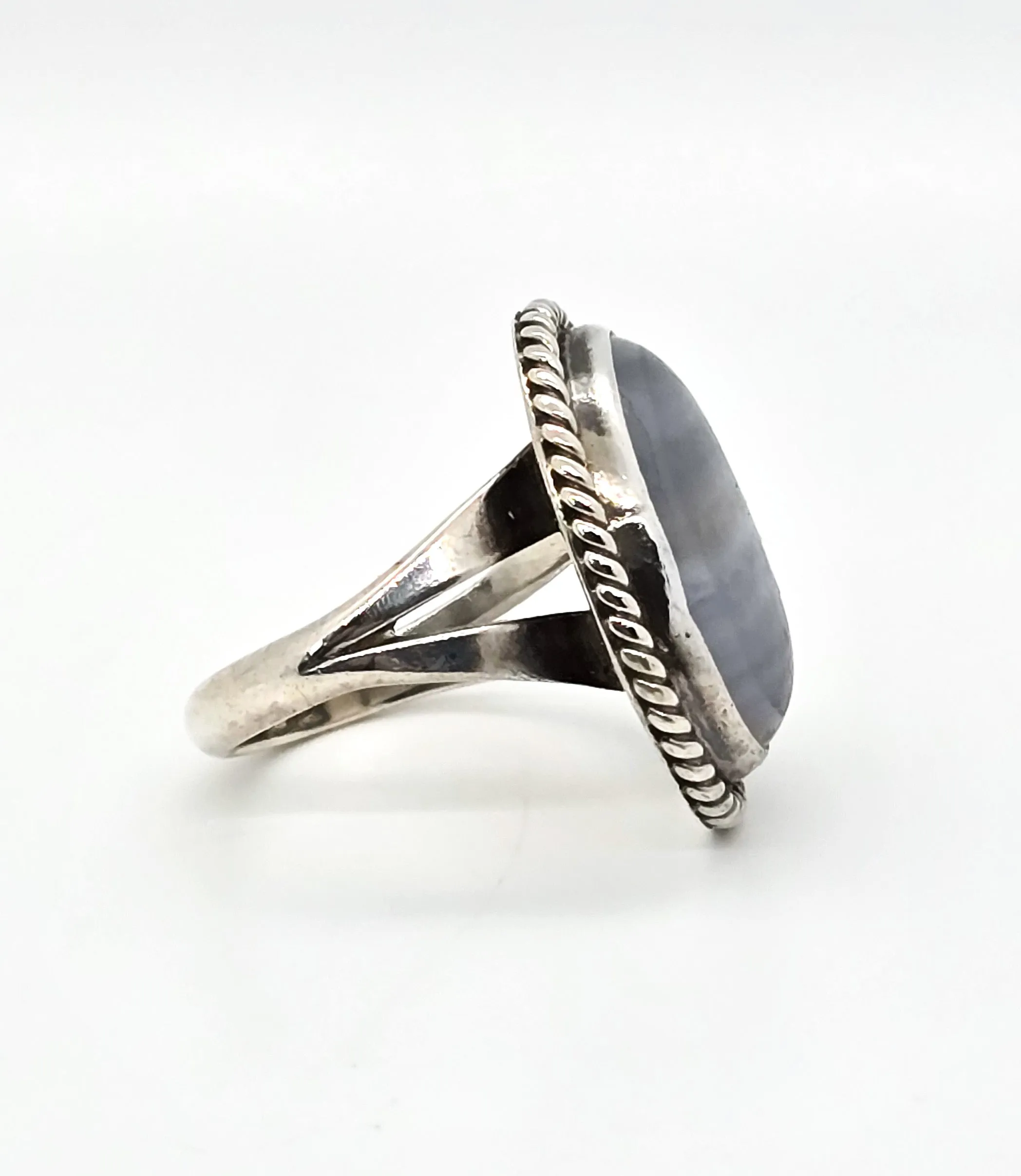 Gilo & Grace Nakai Navajo Blue lace agate vintage sterling silver ring size 6