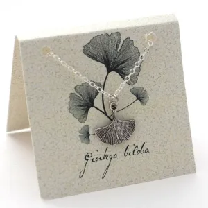 Ginkgo Leaf Necklace in Sterling Silver