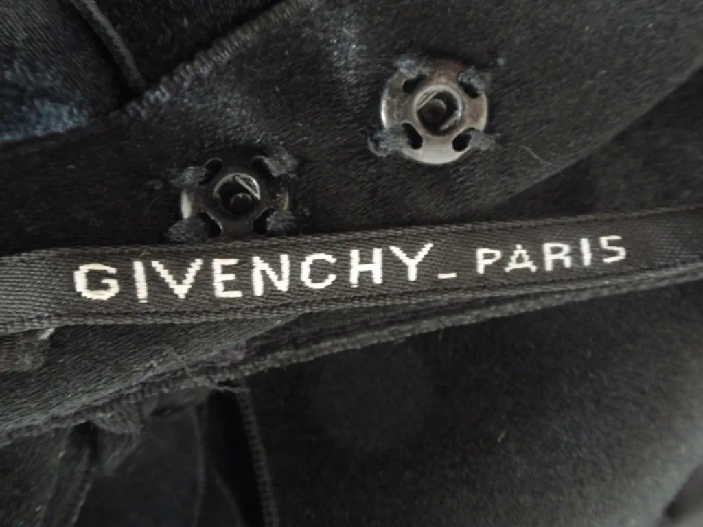 GIVENCHY Couture Black Lace Tiered Gown with Bow at Waist