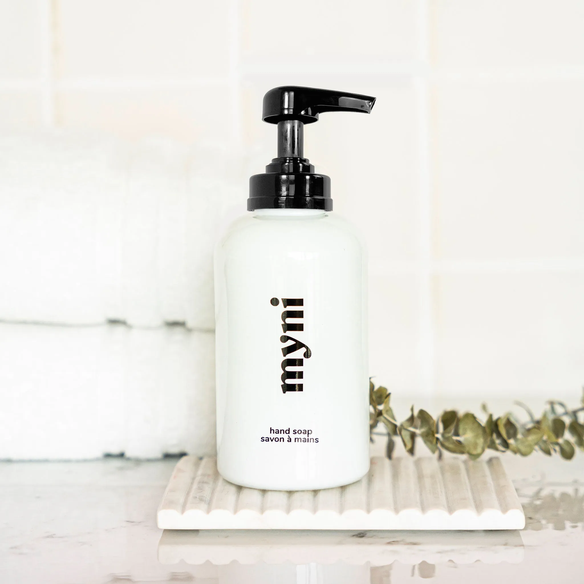 Glass liquid hand soap bottle