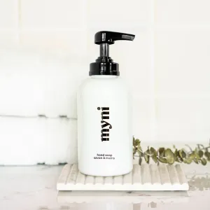 Glass liquid hand soap bottle