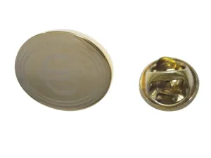 Gold Toned Etched Oval Euro Currency Sign Lapel Pin