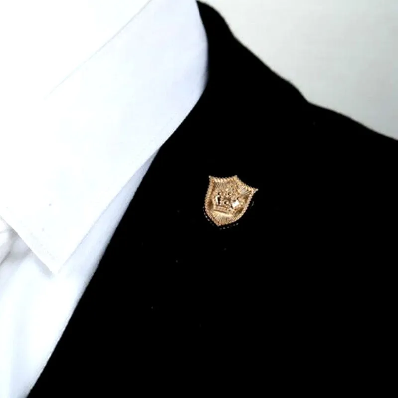 Golden Crown Shield Lapel Pin