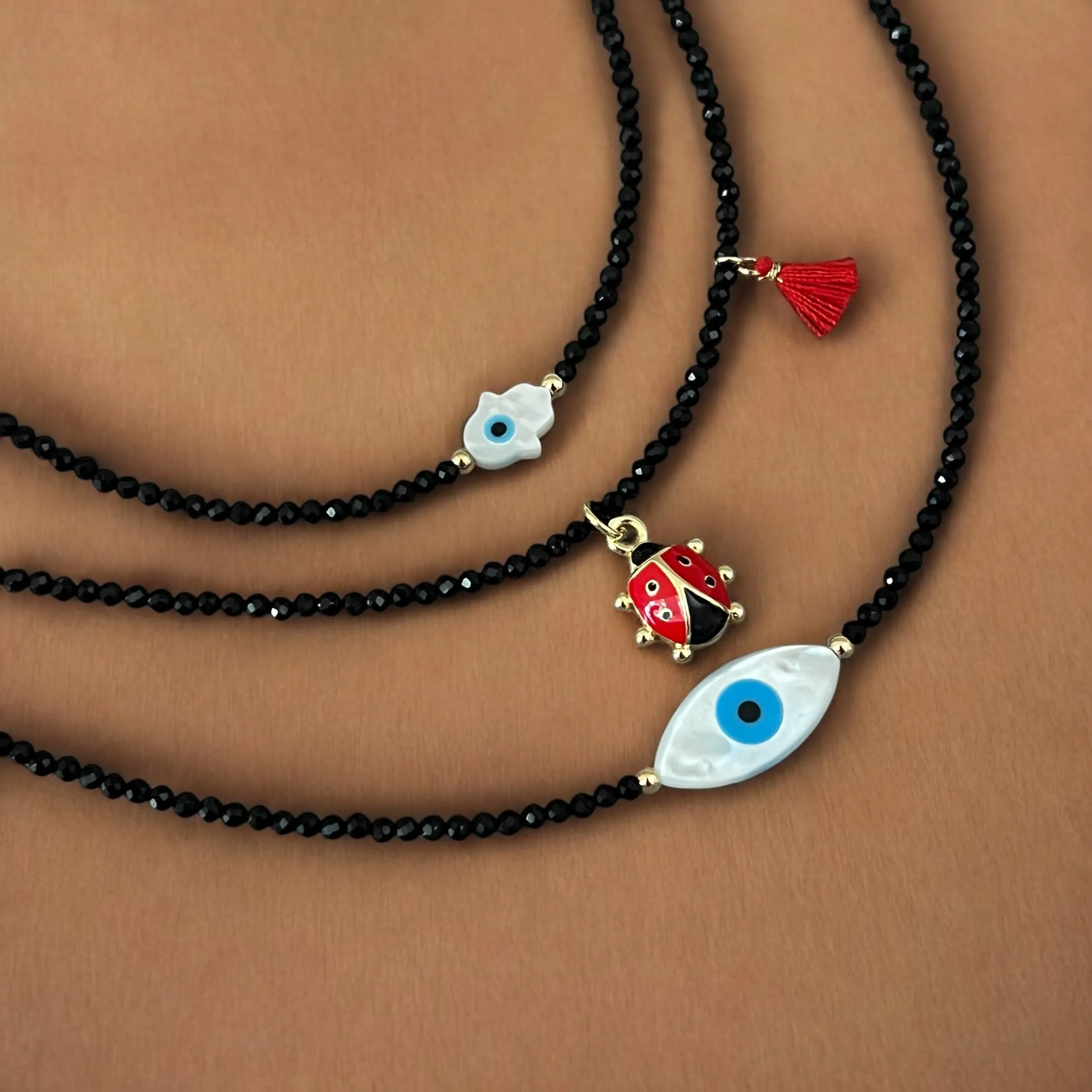 Good Fortune Charm Black Spinel Gemstone Necklaces