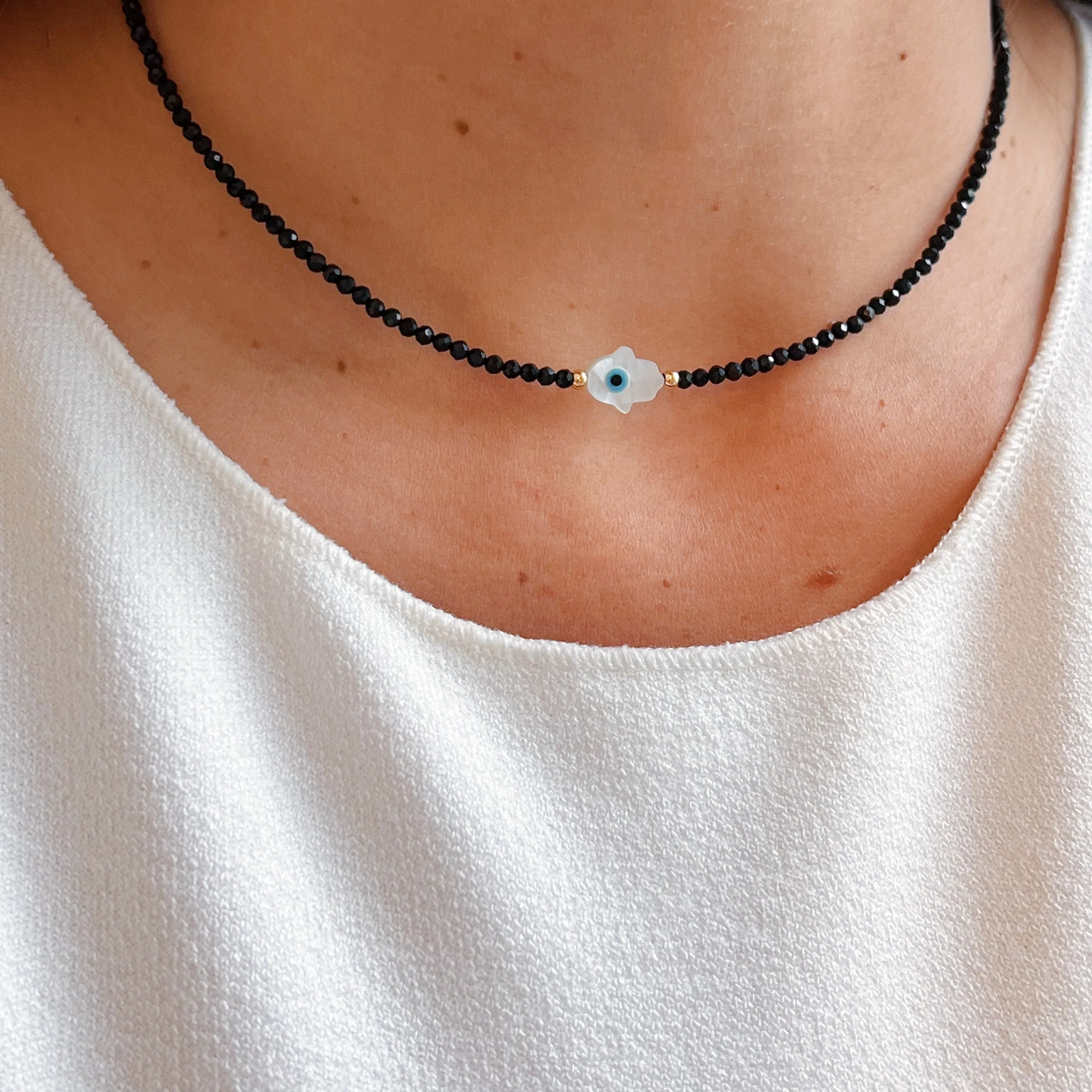 Good Fortune Charm Black Spinel Gemstone Necklaces