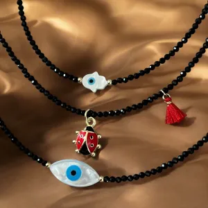 Good Fortune Charm Black Spinel Gemstone Necklaces